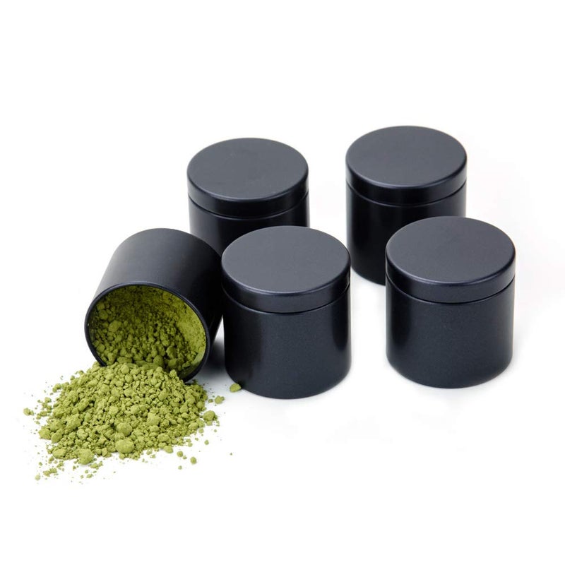 Tianhui Small Tin Can Box with Lids Canister for Coffee Tea Candy Storage Loose Leaf Tea Tin Containers Storage 5 Pcs (Black, S) - Image 1